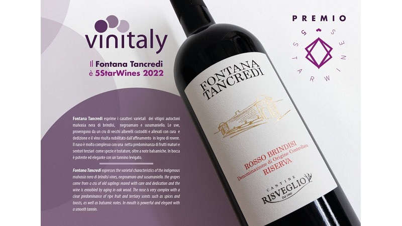 BrindisiSera.it - Economia, FONTANA TANCREDI è 5 STARWINES al Vinitaly 2022